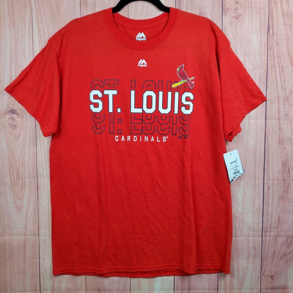 Majestic St Louis Cardinals Shirt Mens Sz Large MLB Baseball Graphic Logo NEW